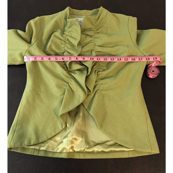 Anthropologie Tabitha Green 3/4 Sleeve Ruffled Wool Blend Blazer - Size 10 - Picture 8 of 10